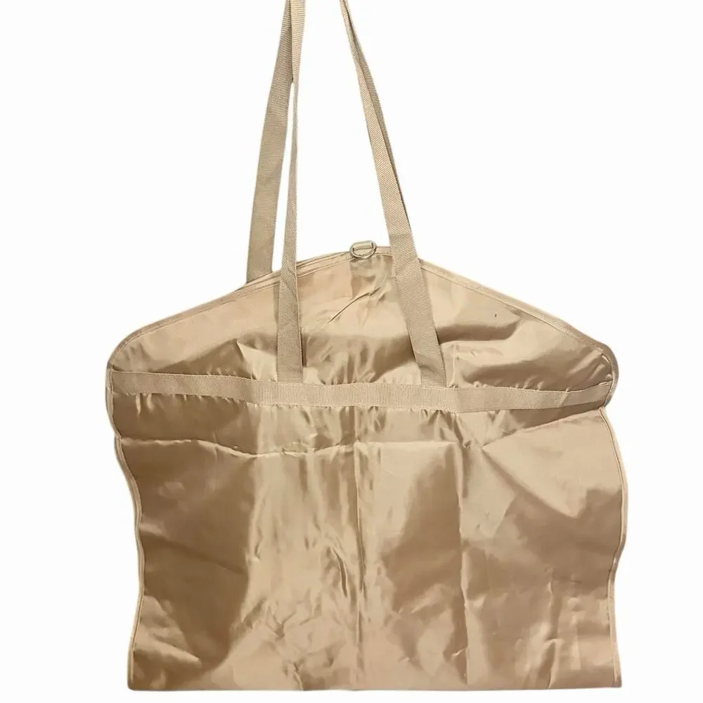 Authentic Burberry Garment Bag Travel Suit Cover in Dark Tan Gold Tone Nylon